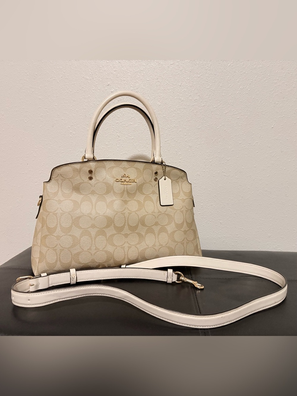 Coach Leather Lillie Carryall Signature Canvas in Beige W/ Gold Hardware - Picture 7 of 10